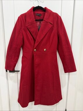 Red Double-Breasted Wool Coat